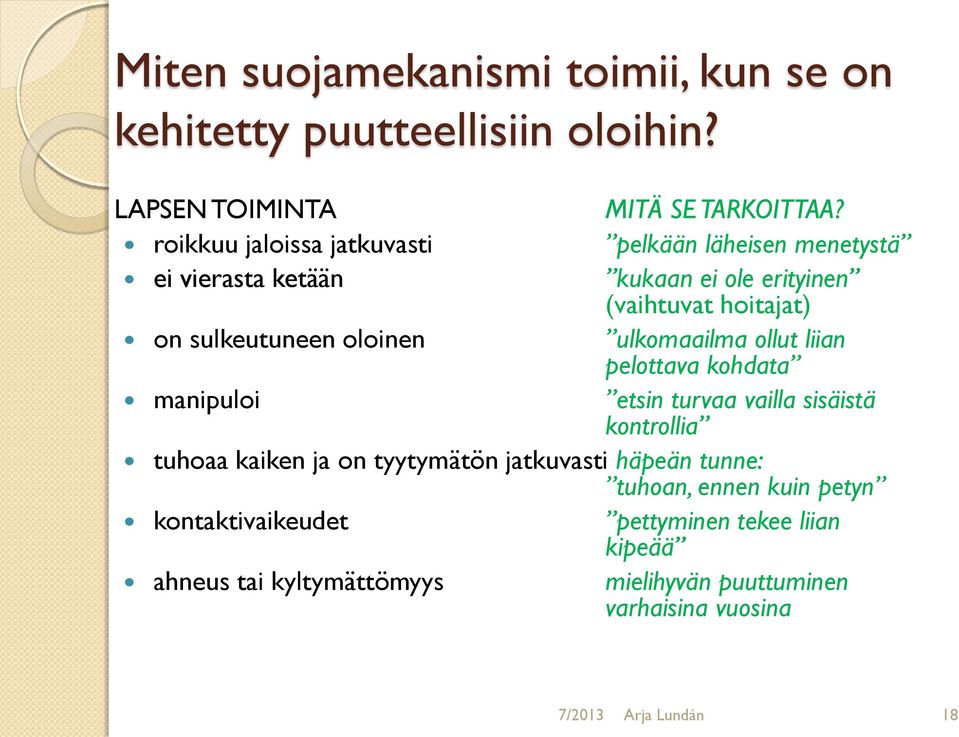 oloinen ulkomaailma ollut liian pelottava kohdata manipuloi etsin turvaa vailla sisäistä kontrollia tuhoaa kaiken ja on tyytymätön