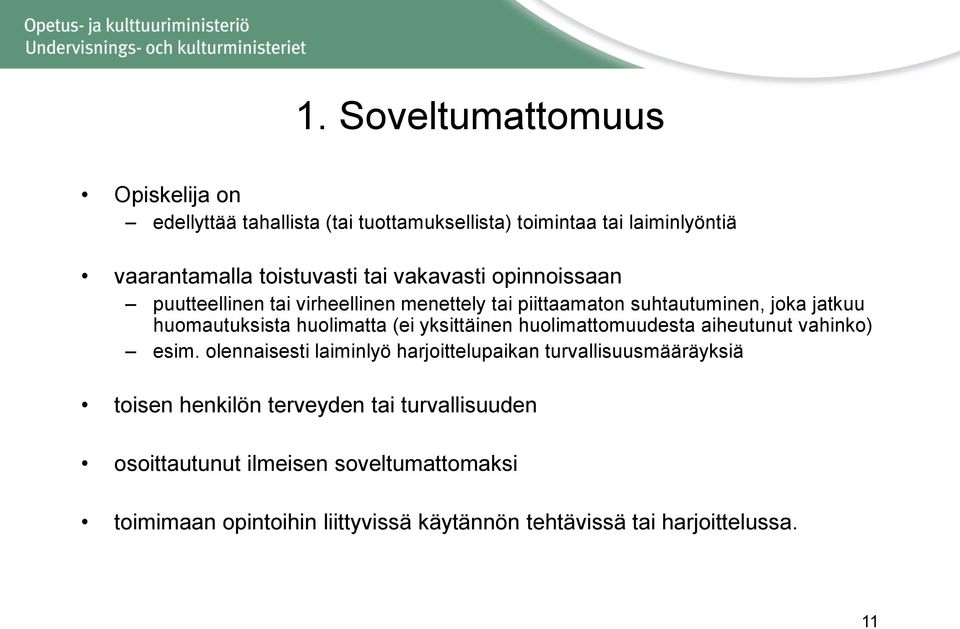 yksittäinen huolimattomuudesta aiheutunut vahinko) esim.