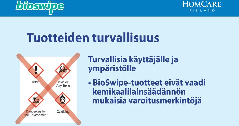 BioSwipe-tuotteet eivät vaadi