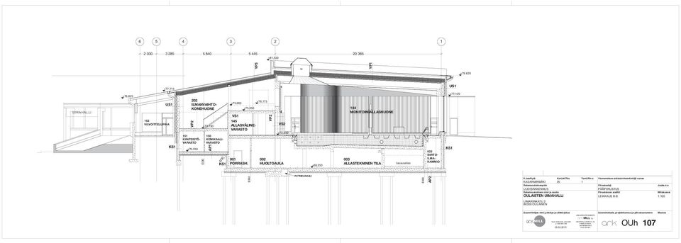 825 US1 152 VILVOITTELUPIHA KS1 145 +73,150 ALLASVÄLINE- VS2 VARASTO +72,350 151 150 KIINTEISTÖ- KEMIKAALI- VARASTO VARASTO +70,350 202 +76,175 +75,965 ILMANVAIHTO- KONEHUONE +75,350 VS1 VP2 EI30 AP1