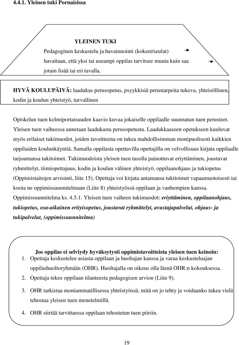 suunnatun tuen perusteet. Yleisen tuen vaiheessa annetaan laadukasta perusopetusta.