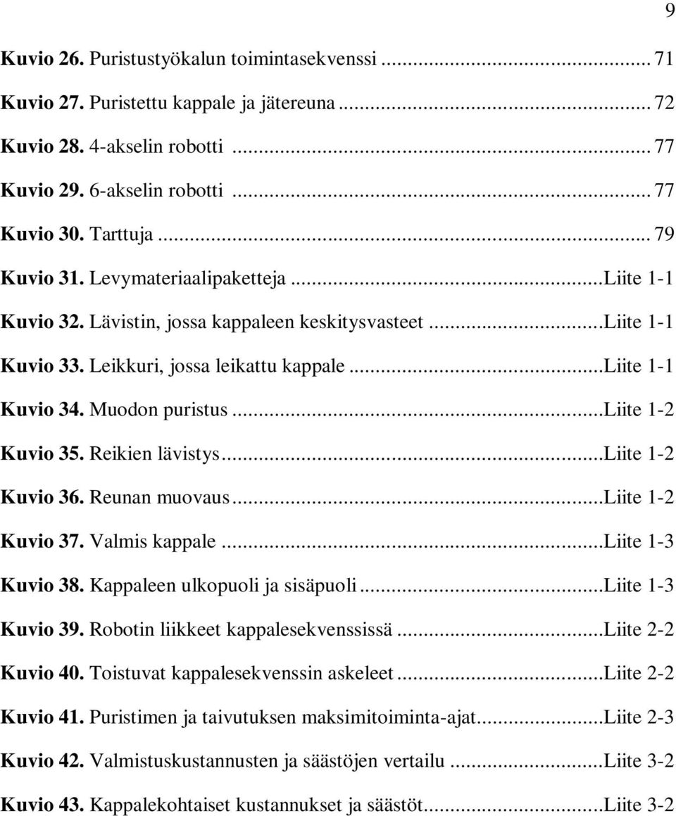 ..liite 1-2 Kuvio 35. Reikien lävistys...liite 1-2 Kuvio 36. Reunan muovaus...liite 1-2 Kuvio 37. Valmis kappale...liite 1-3 Kuvio 38. Kappaleen ulkopuoli ja sisäpuoli...liite 1-3 Kuvio 39.