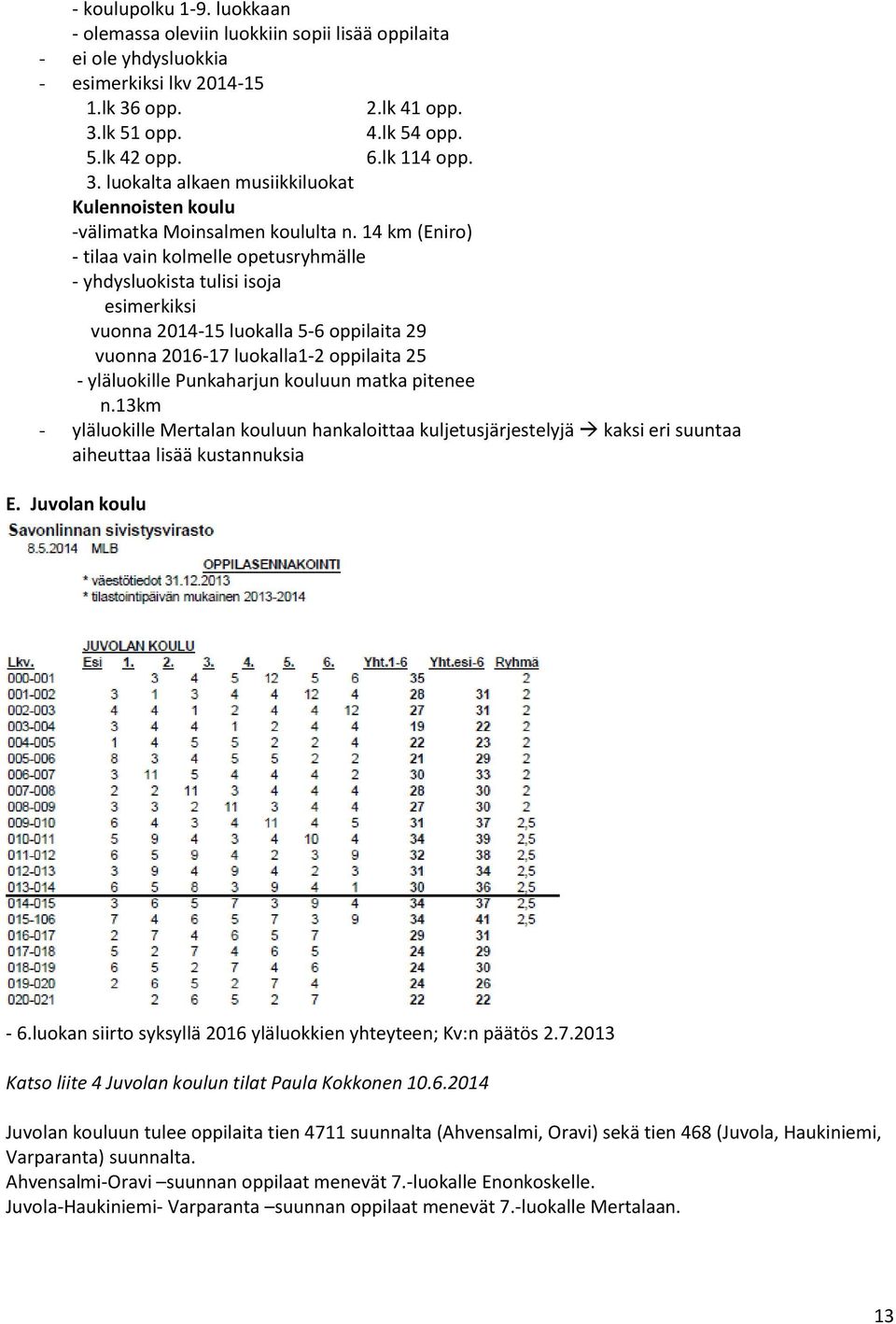 14 km (Eniro) - tilaa vain kolmelle opetusryhmälle - yhdysluokista tulisi isoja esimerkiksi vuonna 2014-15 luokalla 5-6 oppilaita 29 vuonna 2016-17 luokalla1-2 oppilaita 25 - yläluokille Punkaharjun