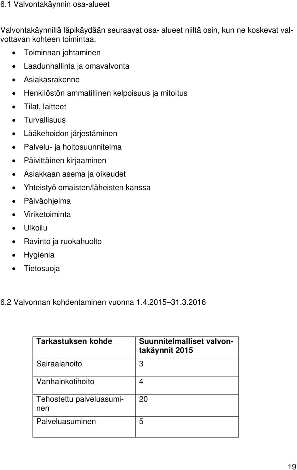 Palvelu- ja hoitosuunnitelma Päivittäinen kirjaaminen Asiakkaan asema ja oikeudet Yhteistyö omaisten/läheisten kanssa Päiväohjelma Viriketoiminta Ulkoilu Ravinto ja ruokahuolto