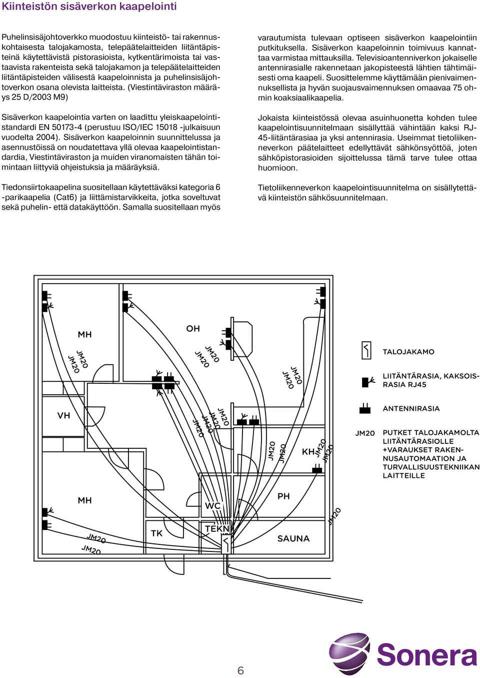 (Viestintäviraston määräys 25 D/2003 M9) Sisäverkon kaapelointia varten on laadittu yleiskaapelointistandardi EN 50173-4 (perustuu ISO/IEC 15018 -julkaisuun vuodelta 2004).