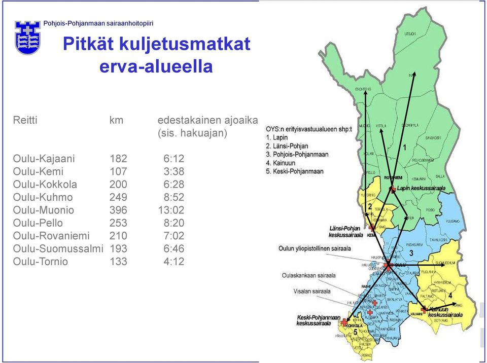 200 6:28 Oulu-Kuhmo 249 8:52 Oulu-Muonio 396 13:02 Oulu-Pello 253