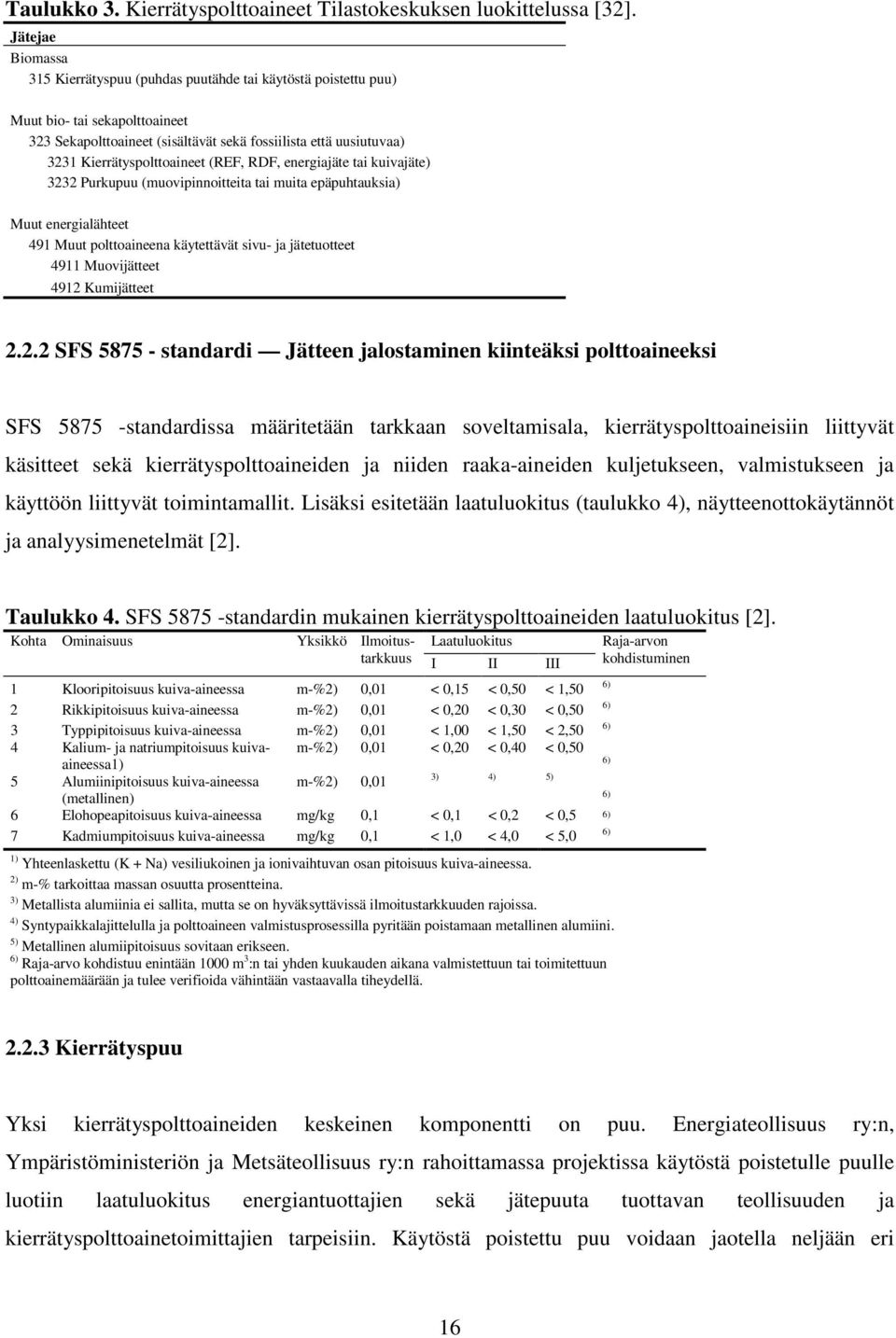 Kierrätyspolttoaineet (REF, RDF, energiajäte tai kuivajäte) 3232 Purkupuu (muovipinnoitteita tai muita epäpuhtauksia) Muut energialähteet 491 Muut polttoaineena käytettävät sivu- ja jätetuotteet 4911