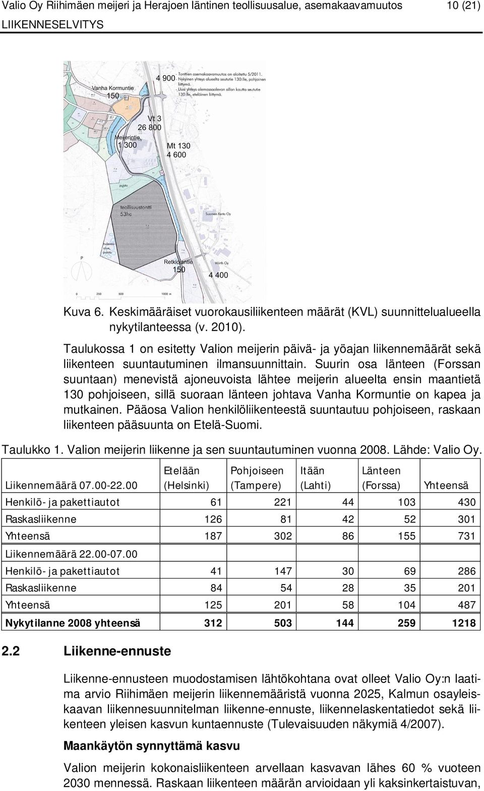 Suurin osa länteen (Forssan suuntaan) menevistä ajoneuvoista lähtee meijerin alueelta ensin maantietä 130 pohjoiseen, sillä suoraan länteen johtava Vanha Kormuntie on kapea ja mutkainen.