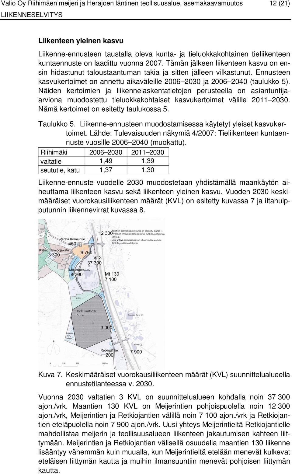 Ennusteen kasvukertoimet on annettu aikaväleille 2006 2030 ja 2006 2040 (taulukko 5).