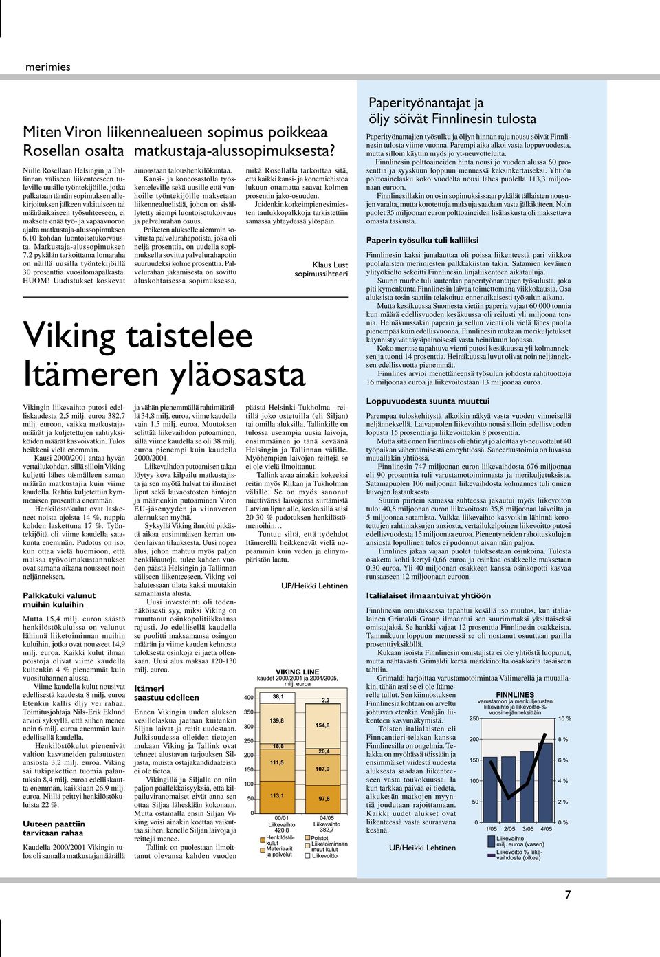 työsuhteeseen, ei makseta enää työ- ja vapaavuoron ajalta matkustaja-alussopimuksen 6.10 kohdan luontoisetukorvausta. Matkustaja-alussopimuksen 7.