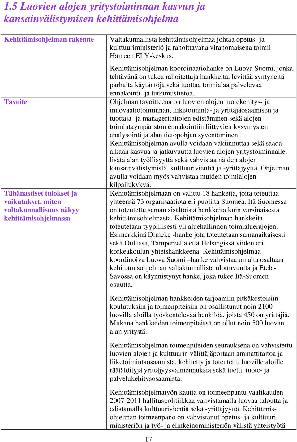 Kehittämisohjelman koordinaatiohanke on Luova Suomi, jonka tehtävänä on tukea rahoitettuja hankkeita, levittää syntyneitä parhaita käytäntöjä sekä tuottaa toimialaa palvelevaa ennakointi- ja