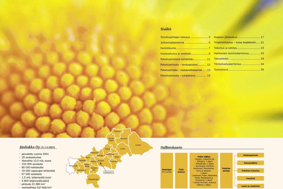 .. 29 Tilintarkastuskertomus... 34 Tunnusluvut... 35 Palveluverkosto tukipalvelut... 15 Valtimo Rautavaara Nurmes Jätekukko Oy (31.12.