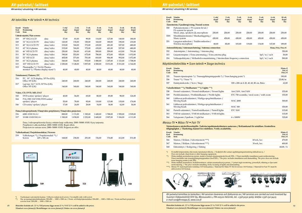 549 32 XGA LCD-TV data/video 120,00 135,00 150,00 165,00 180,00 195,00 210,00 513 40 XGA LCD-TV data/video 215,00 304,00 372,00 430,00 481,00 527,00 680,00 512 42 XGA plasma data/video 215,00 304,00