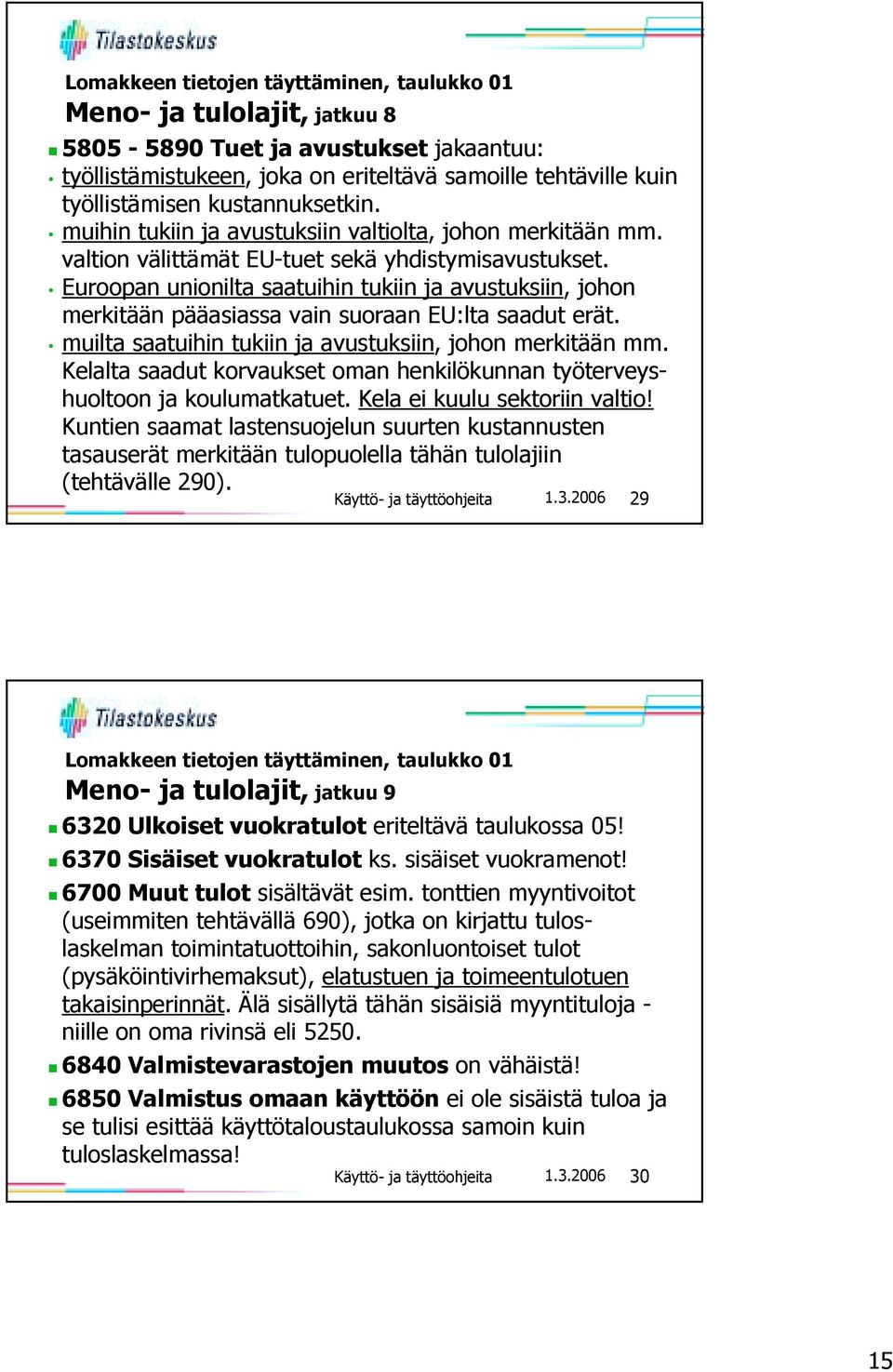 Euroopan unionilta saatuihin tukiin ja avustuksiin, johon merkitään pääasiassa vain suoraan EU:lta saadut erät. muilta saatuihin tukiin ja avustuksiin, johon merkitään mm.