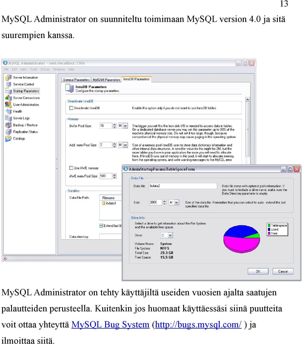 MySQL Administrator on tehty käyttäjiltä useiden vuosien ajalta saatujen