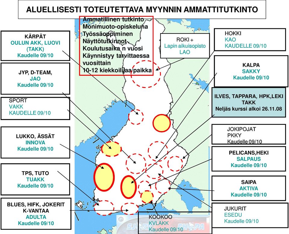 + Lapin aikuisopisto LAO HOKKI KAO KAUDELLE 09/10 KALPA SAKKY SPORT VAKK KAUDELLE 09/10 ILVES, TAPPARA, HPK,LEKI TAKK Neljäs kurssi alkoi