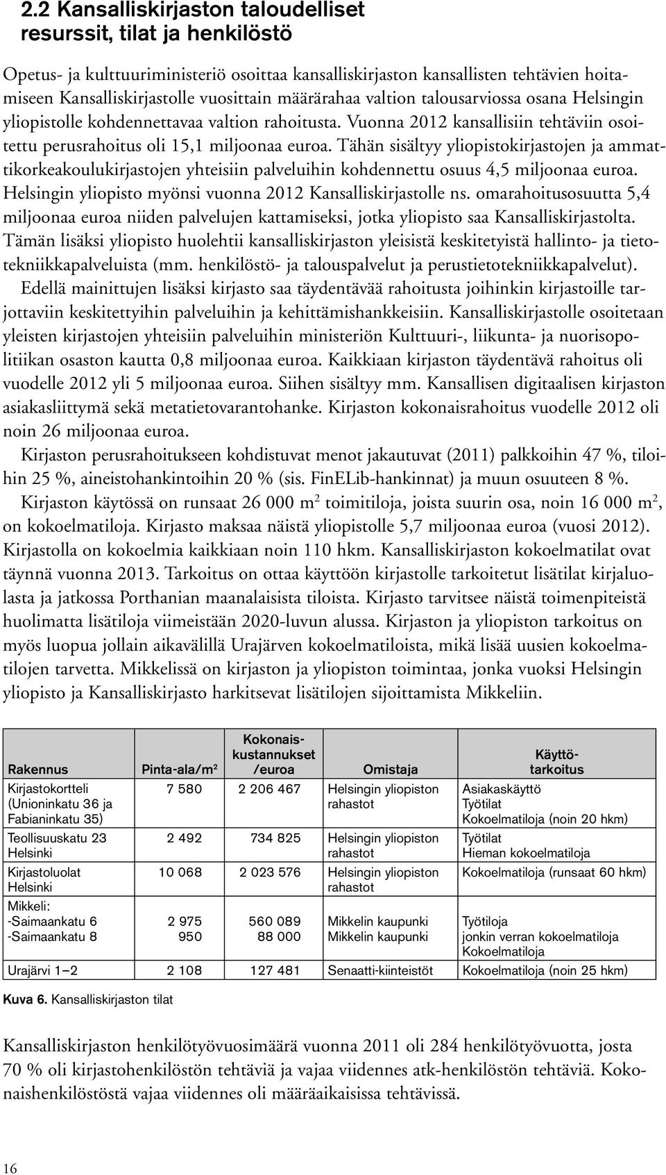 Tähän sisältyy yliopistokirjastojen ja ammattikorkeakoulukirjastojen yhteisiin palveluihin kohdennettu osuus 4,5 miljoonaa euroa. Helsingin yliopisto myönsi vuonna 2012 Kansalliskirjastolle ns.