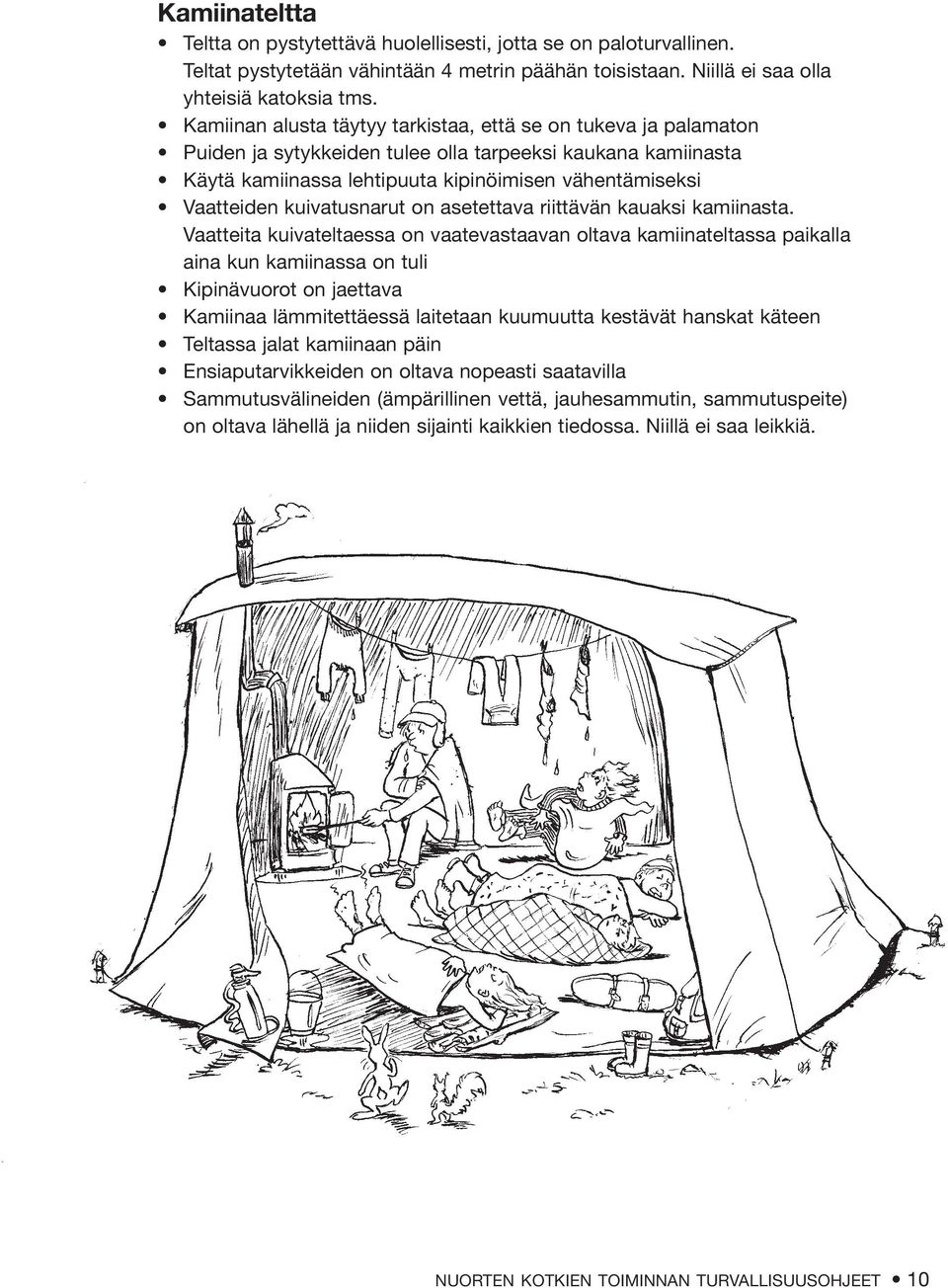 kuivatusnarut on asetettava riittävän kauaksi kamiinasta.