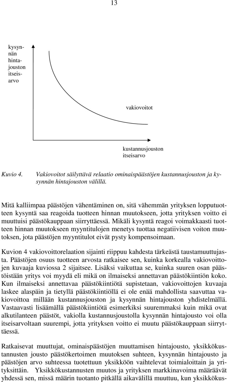 Yksikkökustannusten muutos ja yrityksen markkinavoima määräävät yhdessä sen, missä määrin tuotanto pitkällä aikavälillä muuttuu, kun yksikkökuskustannusjouston itseisarvo Kuvio 4.