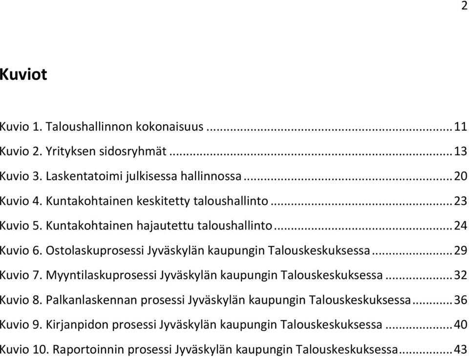 Ostolaskuprosessi Jyväskylän kaupungin Talouskeskuksessa... 29 Kuvio 7. Myyntilaskuprosessi Jyväskylän kaupungin Talouskeskuksessa... 32 Kuvio 8.