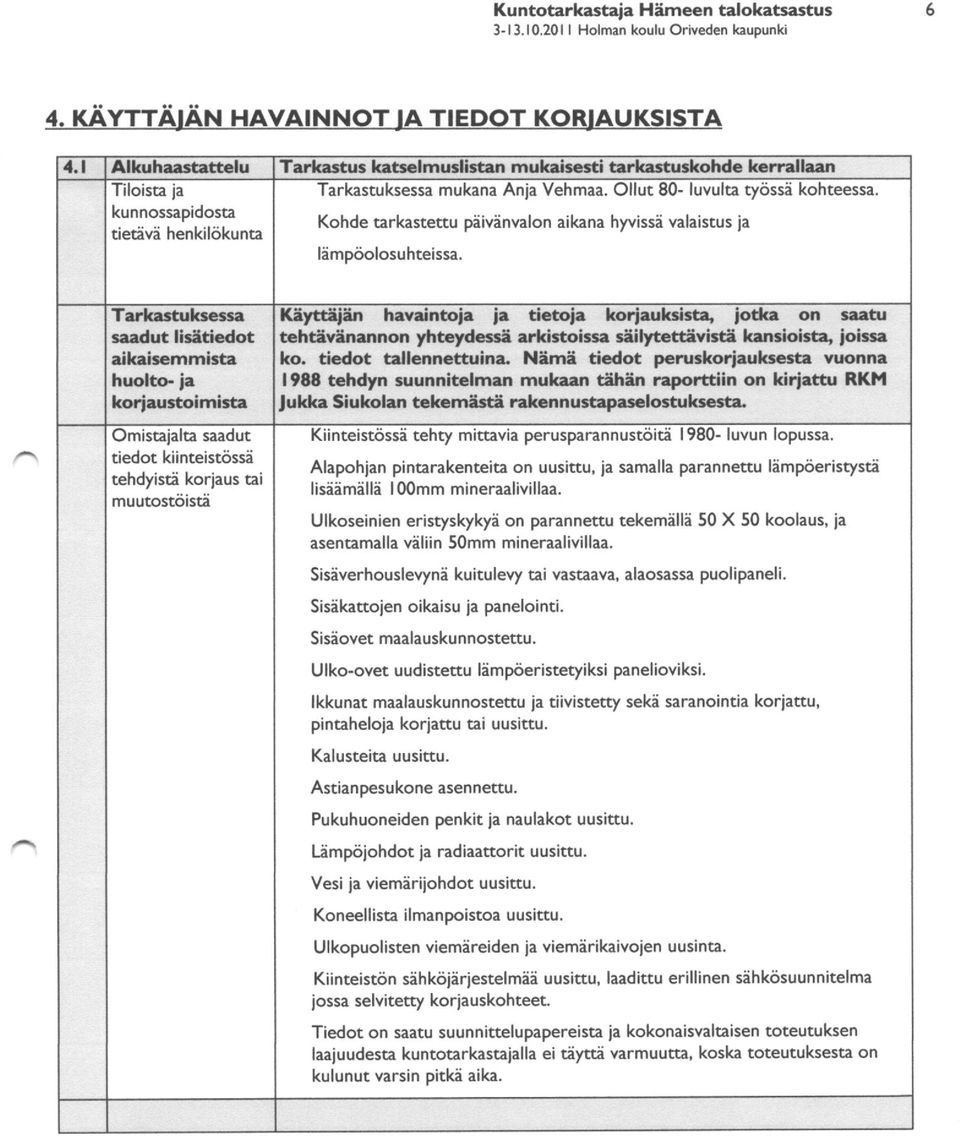 Kohde tarkastettu piivinvalon aikana hyvissi valaistus la limpti,olosuhteissa. Tarl..ahd(3atca reedrt lbltlcdot dkeircrnmlrte huolbi.