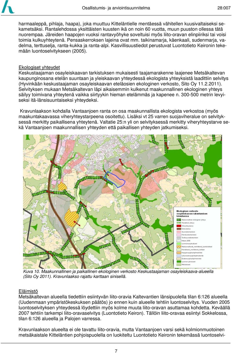 Järeiden haapojen vuoksi rantavyöhyke soveltuisi myös liito-oravan elinpiiriksi tai voisi toimia kulkuyhteytenä. Pensaskerroksen lajeina ovat mm.