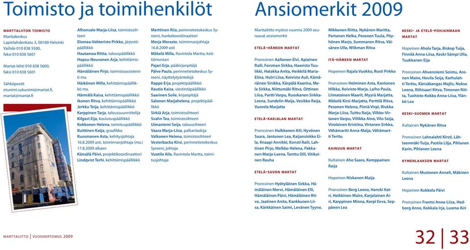 fi Alhonsalo Marja-Liisa, toimistosihteeri Elomaa-Vahteristo Pirkko, järjestöpäällikkö Hautamaa Riitta, talouspäällikkö Hopsu-Neuvonen Arja, kehittämispäällikkö Hämäläinen Pirjo, toimistoassistentti