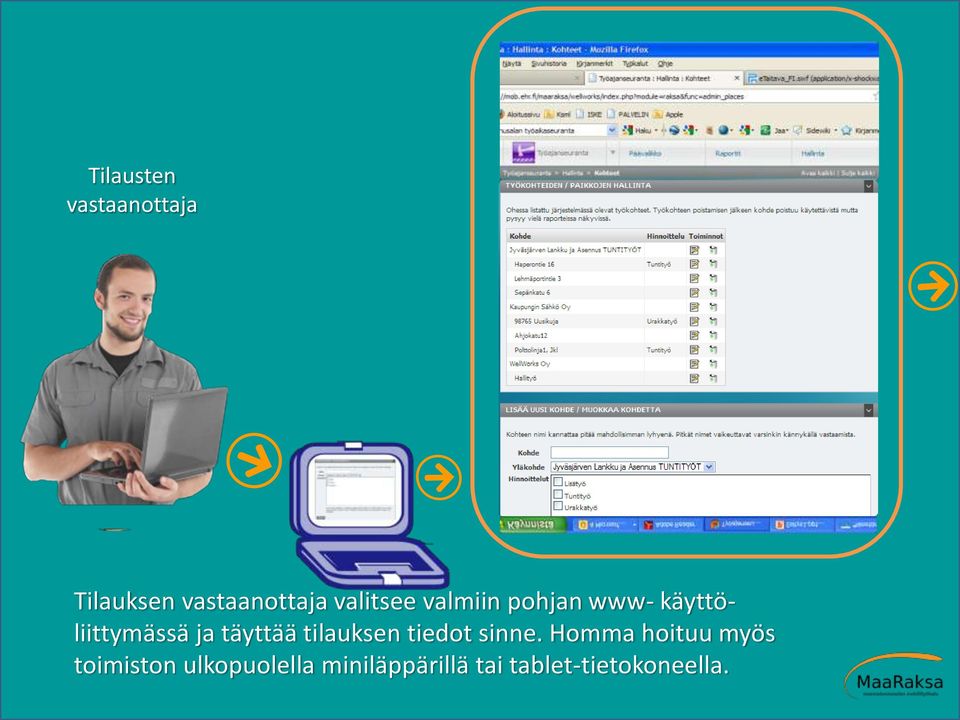 täyttää tilauksen tiedot sinne.
