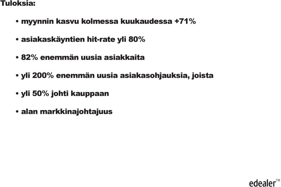 asiakkaita yli 200% enemmän uusia asiakasohjauksia,