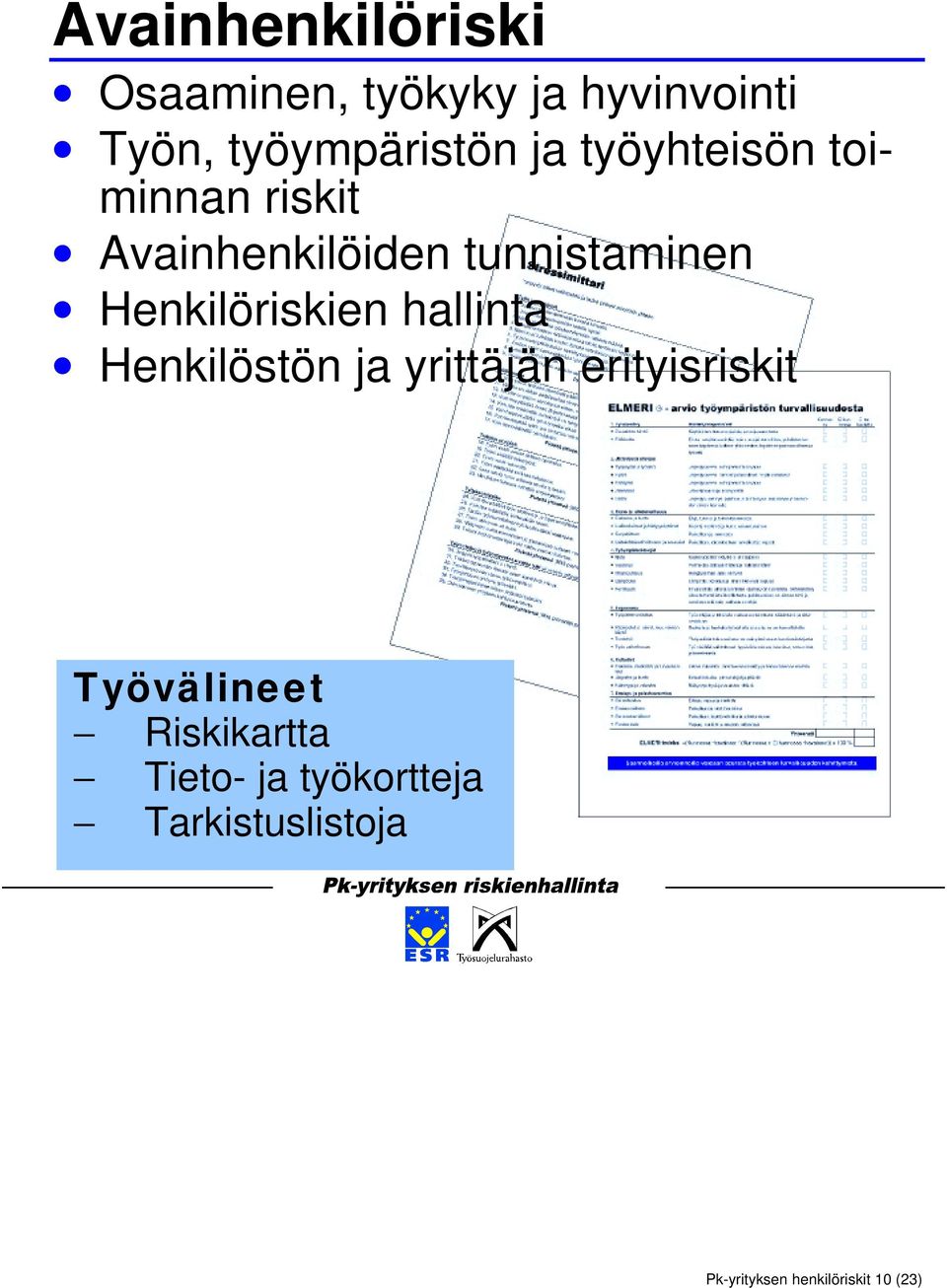 Henkilöriskien hallinta Henkilöstön ja yrittäjän erityisriskit