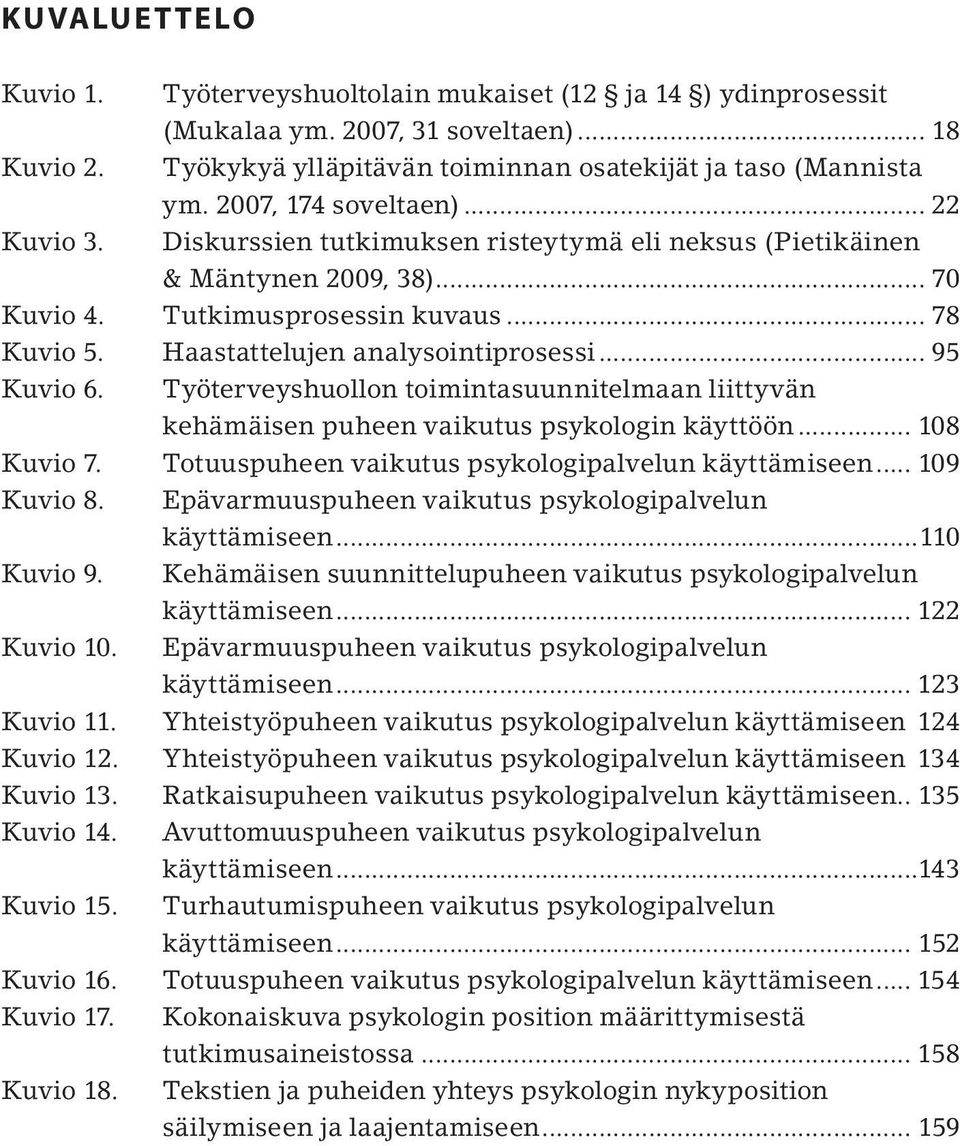 Haastattelujen analysointiprosessi... 95 Kuvio 6. Työterveyshuollon toimintasuunnitelmaan liittyvän kehämäisen puheen vai ku tus psykologin käyttöön... 108 Kuvio 7.