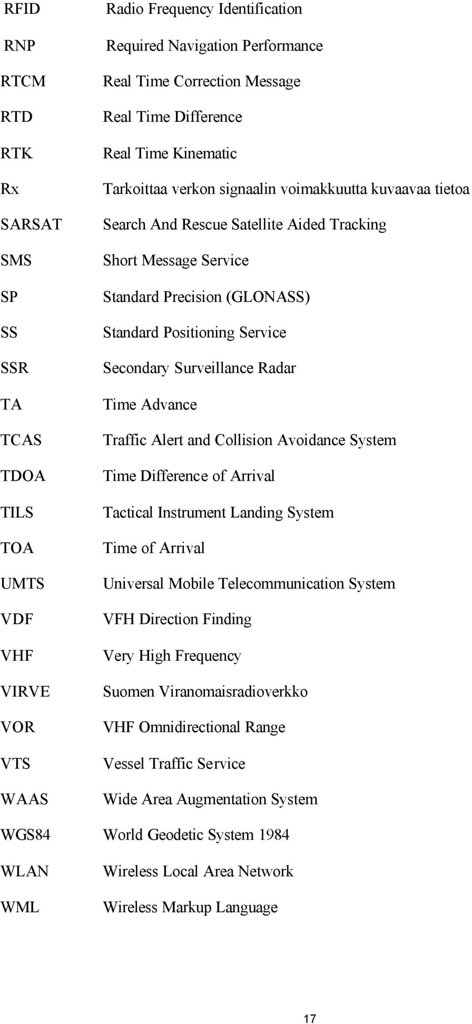 Positioning Service Secondary Surveillance Radar Time Advance Traffic Alert and Collision Avoidance System Time Difference of Arrival Tactical Instrument Landing System Time of Arrival Universal