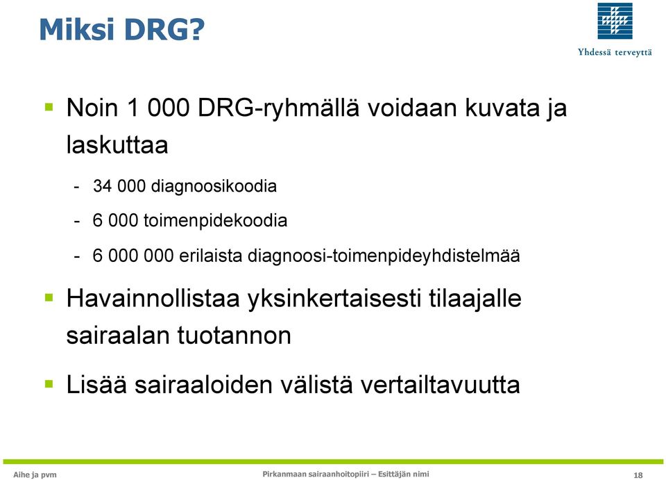 diagnoosikoodia - 6 000 toimenpidekoodia - 6 000 000 erilaista