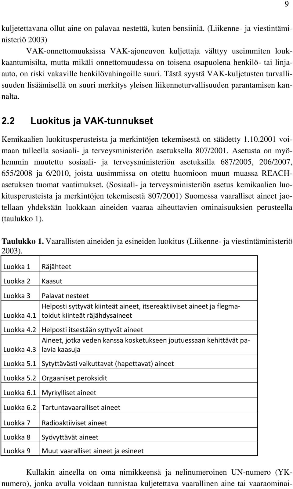 on riski vakaville henkilövahingoille suuri. Tästä syystä VAK-kuljetusten turvallisuuden lisäämisellä on suuri merkitys yleisen liikenneturvallisuuden parantamisen kannalta. 2.