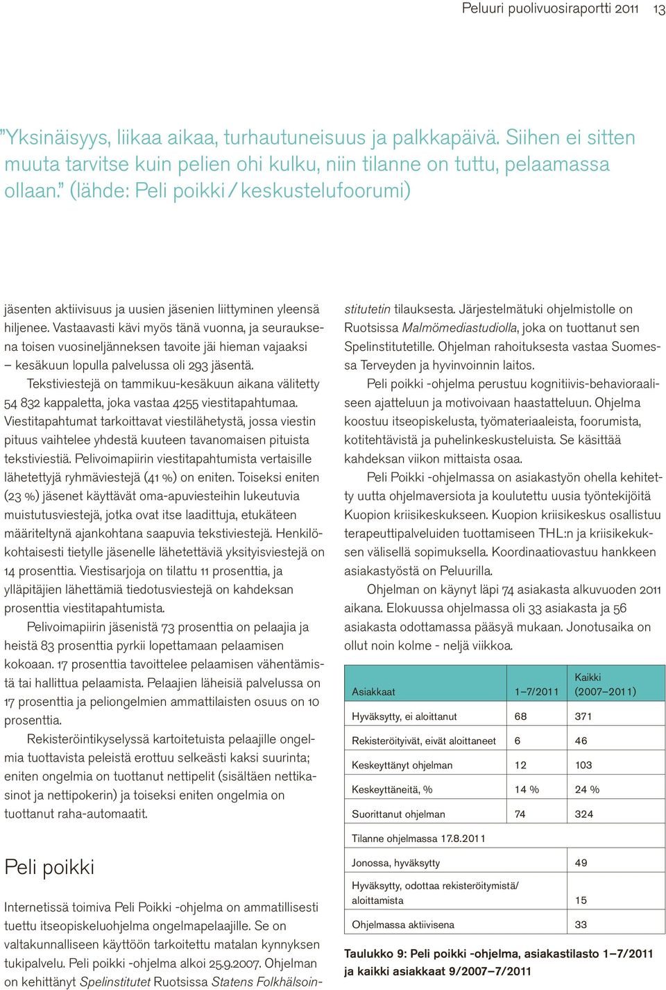 Vastaavasti kävi myös tänä vuonna, ja seurauksena toisen vuosineljänneksen tavoite jäi hieman vajaaksi kesäkuun lopulla palvelussa oli 293 jäsentä.