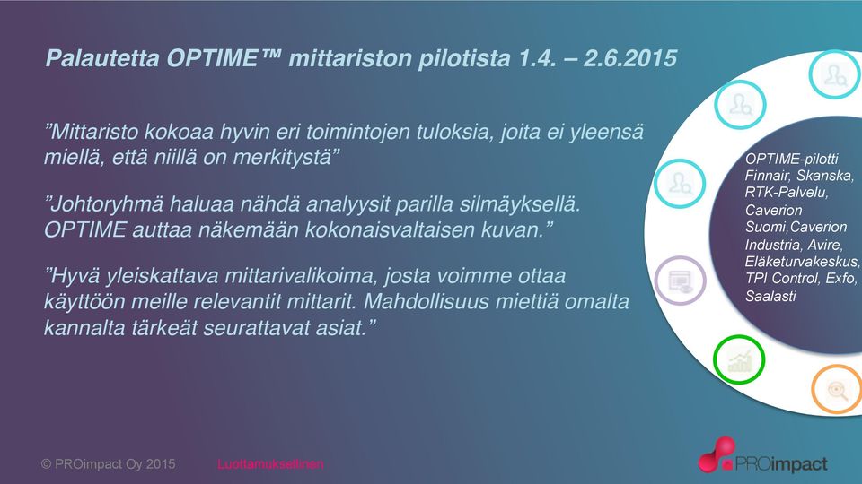 analyysit parilla silmäyksellä. OPTIME auttaa näkemään kokonaisvaltaisen kuvan.