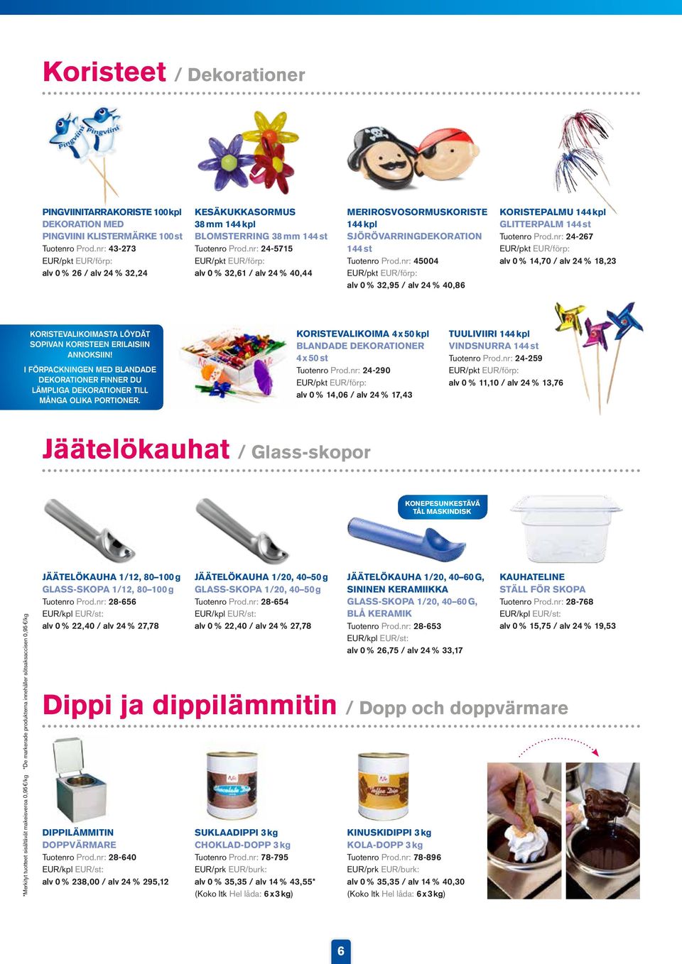 nr: 24-5715 alv 0 % 32,61 / alv 24 % 40,44 MERIROSVOSORMUSKORISTE 144 kpl SJÖRÖVARRINGDEKORATION 144 st Tuotenro Prod.