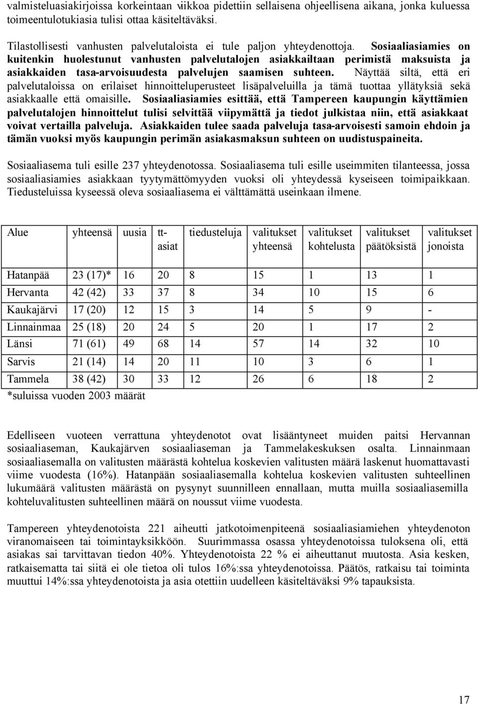 Sosiaaliasiamies on kuitenkin huolestunut vanhusten palvelutalojen asiakkailtaan perimistä maksuista ja asiakkaiden tasa-arvoisuudesta palvelujen saamisen suhteen.