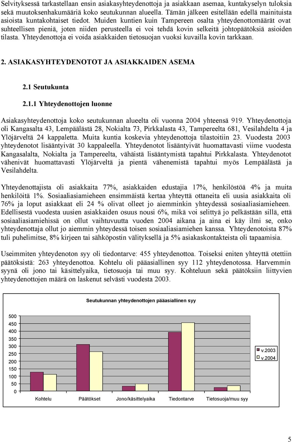 Muiden kuntien kuin Tampereen osalta yhteydenottomäärät ovat suhteellisen pieniä, joten niiden perusteella ei voi tehdä kovin selkeitä johtopäätöksiä asioiden tilasta.