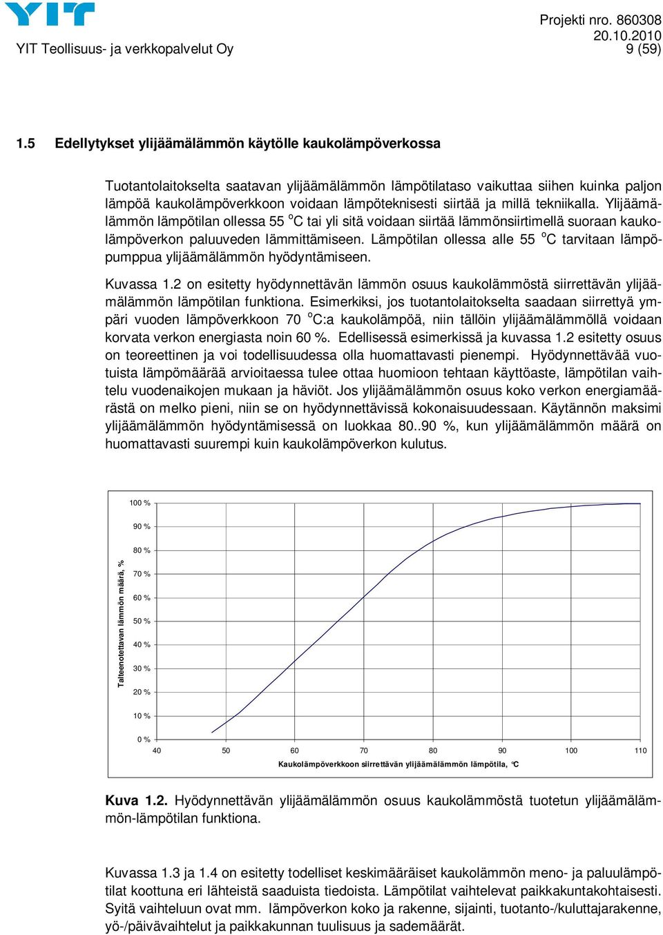 siirtää ja millä tekniikalla. Ylijäämälämmön lämpötilan ollessa 55 o C tai yli sitä voidaan siirtää lämmönsiirtimellä suoraan kaukolämpöverkon paluuveden lämmittämiseen.