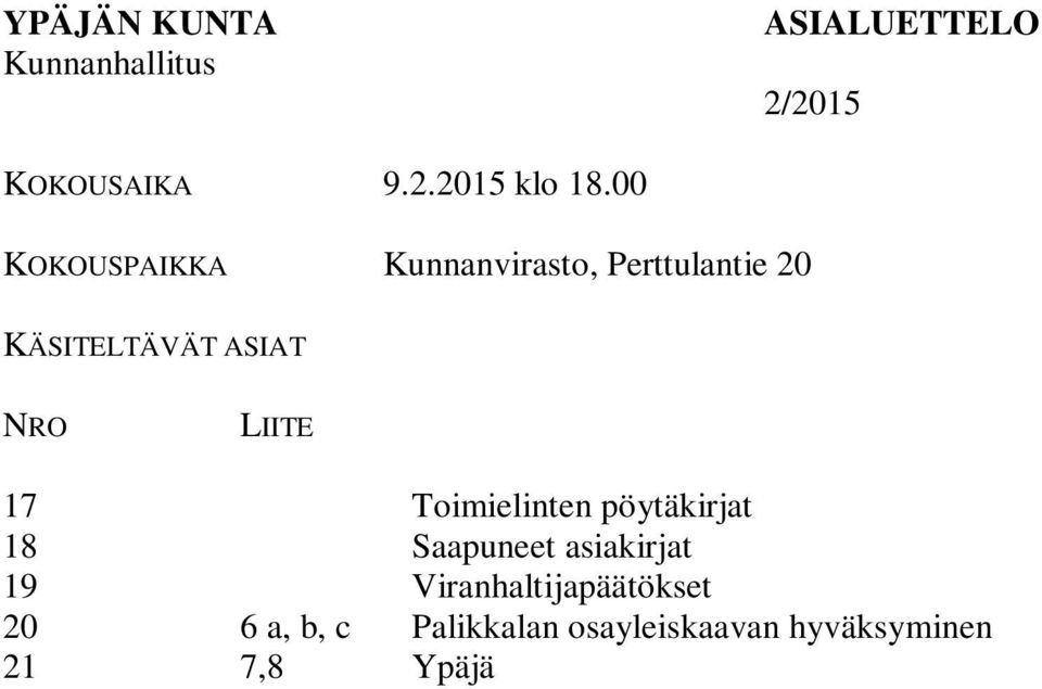 hyväksyminen 21 7,8 Ypäjä Loimaa -vesihuoltohankkeen urakoitsijan valinta 22 9 Valkovuokon korkotukilaina 23 Liikunnanohjaajan toimi 24 10 Sopimus Forssan Seudun Seutuneuvoston perustamisesta ja