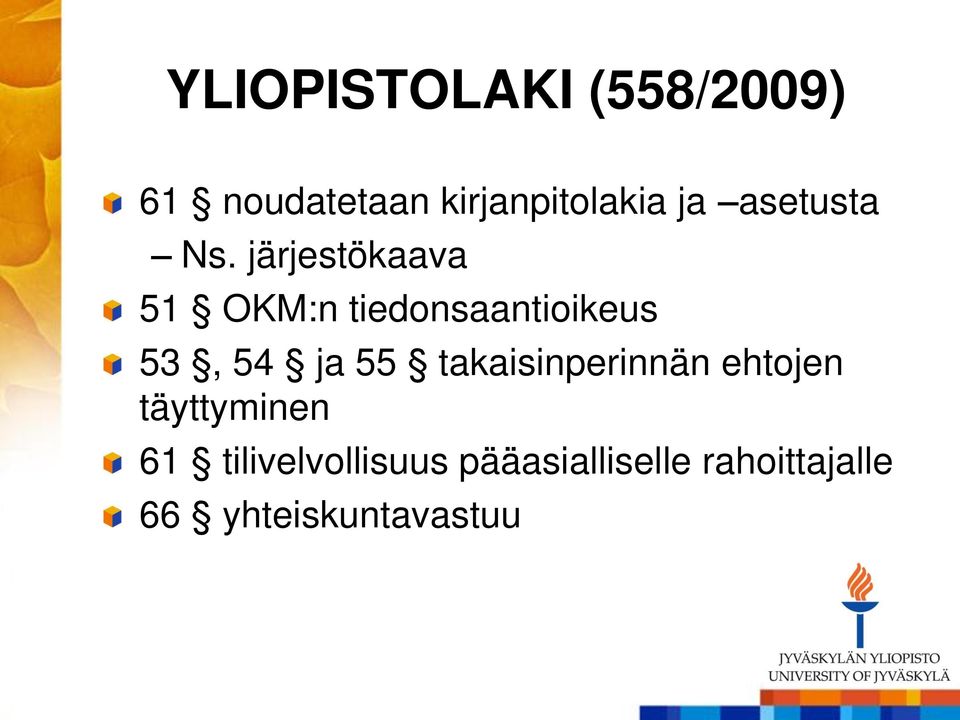 järjestökaava 51 OKM:n tiedonsaantioikeus 53, 54 ja 55