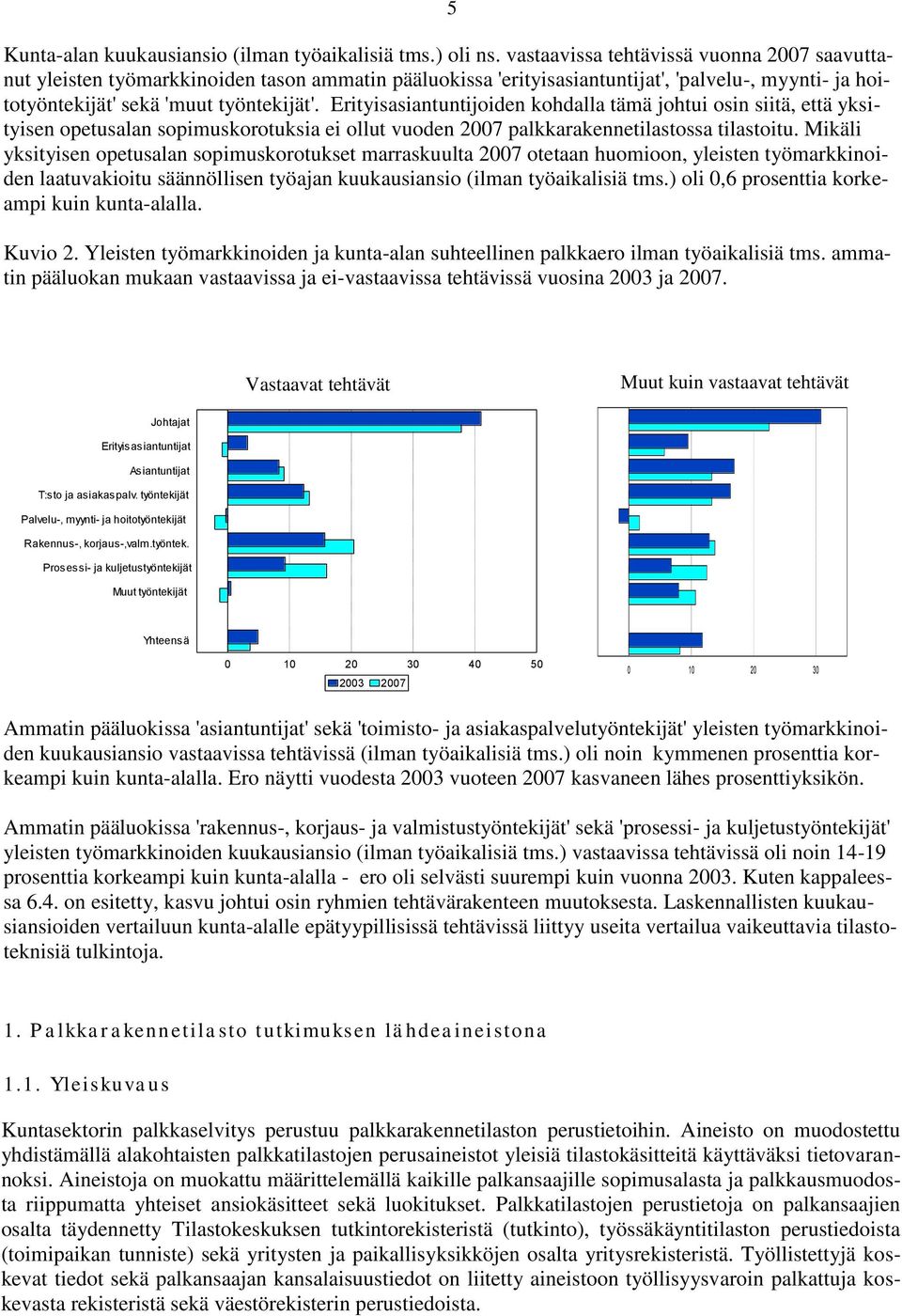 Erityisasiantuntijoiden kohdalla tämä johtui osin siitä, että yksityisen oetusalan soimuskorotuksia ei ollut vuoden 27 alkkarakennetilastossa tilastoitu.