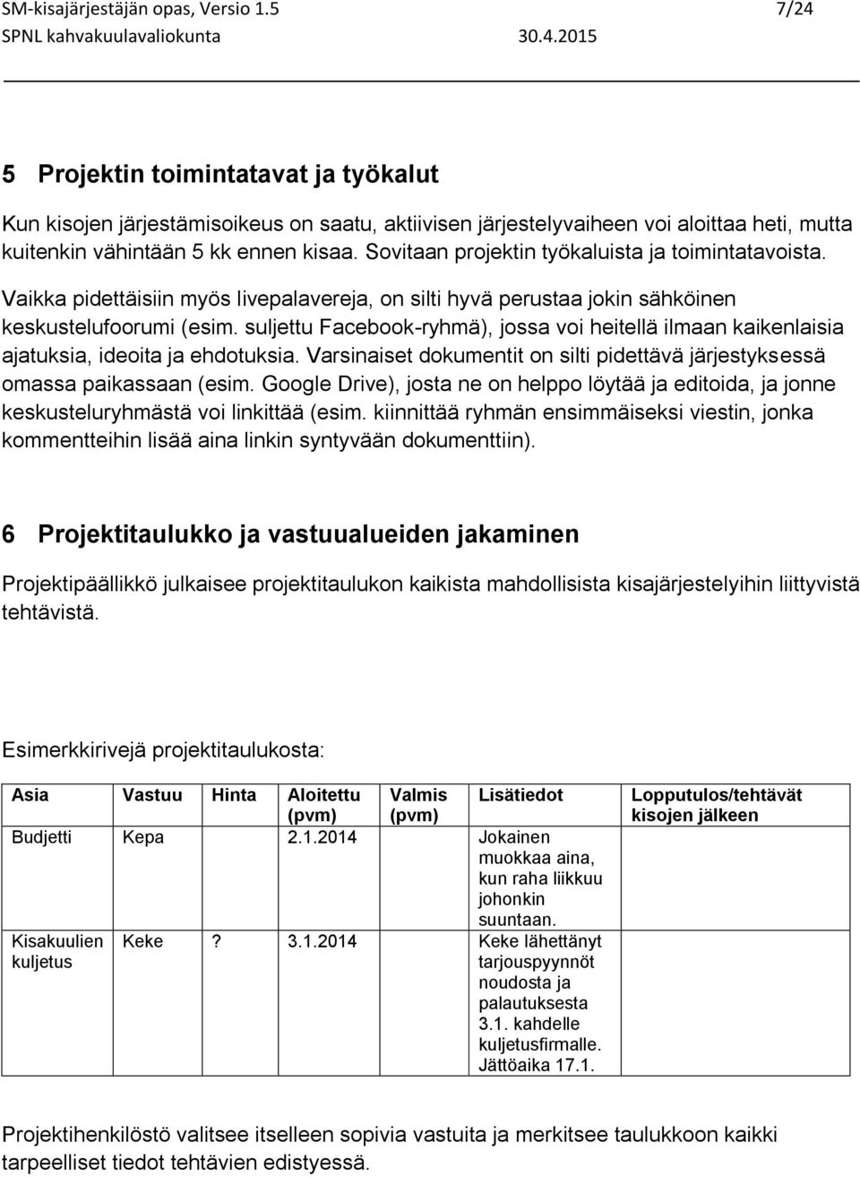 Sovitaan projektin työkaluista ja toimintatavoista. Vaikka pidettäisiin myös livepalavereja, on silti hyvä perustaa jokin sähköinen keskustelufoorumi (esim.