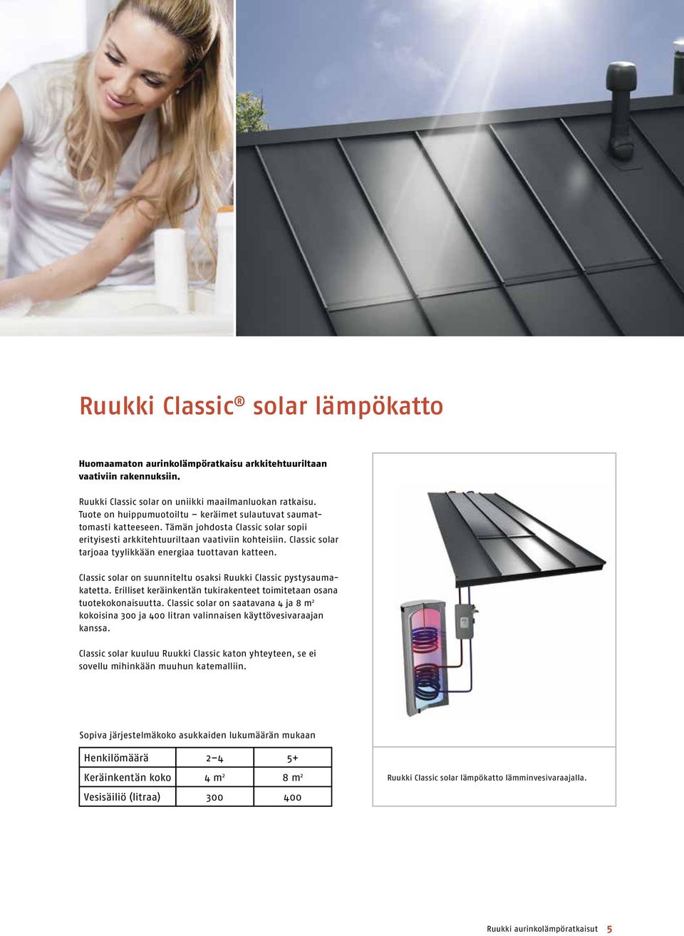 Classic solar tarjoaa tyylikkään energiaa tuottavan katteen. Classic solar on suunniteltu osaksi Ruukki Classic pysty sauma - katetta.