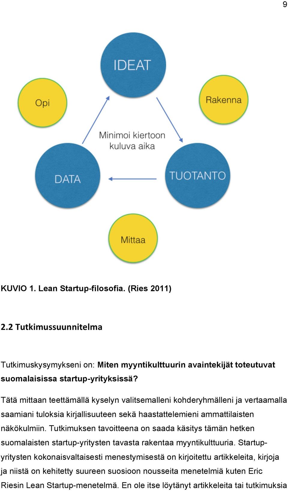 Tutkimuksen tavoitteena on saada käsitys tämän hetken suomalaisten startup-yritysten tavasta rakentaa myyntikulttuuria.