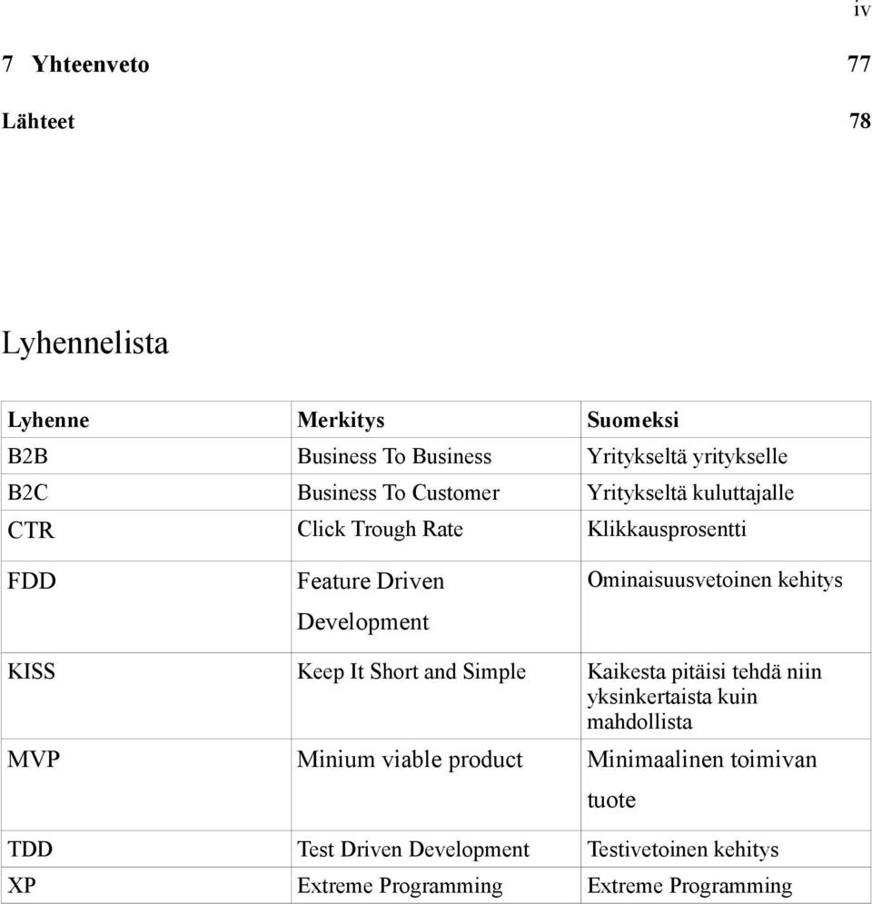 Ominaisuusvetoinen kehitys KISS Keep It Short and Simple Kaikesta pitäisi tehdä niin yksinkertaista kuin mahdollista MVP