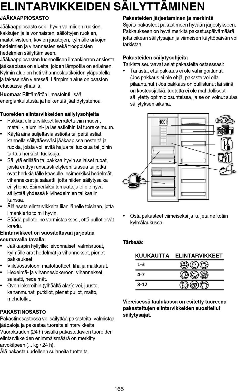 Kylmin alue on heti vihanneslaatikoiden yläpuolella ja takaseinän vieressä. Lämpimin alue on osaston etuosassa ylhäällä.