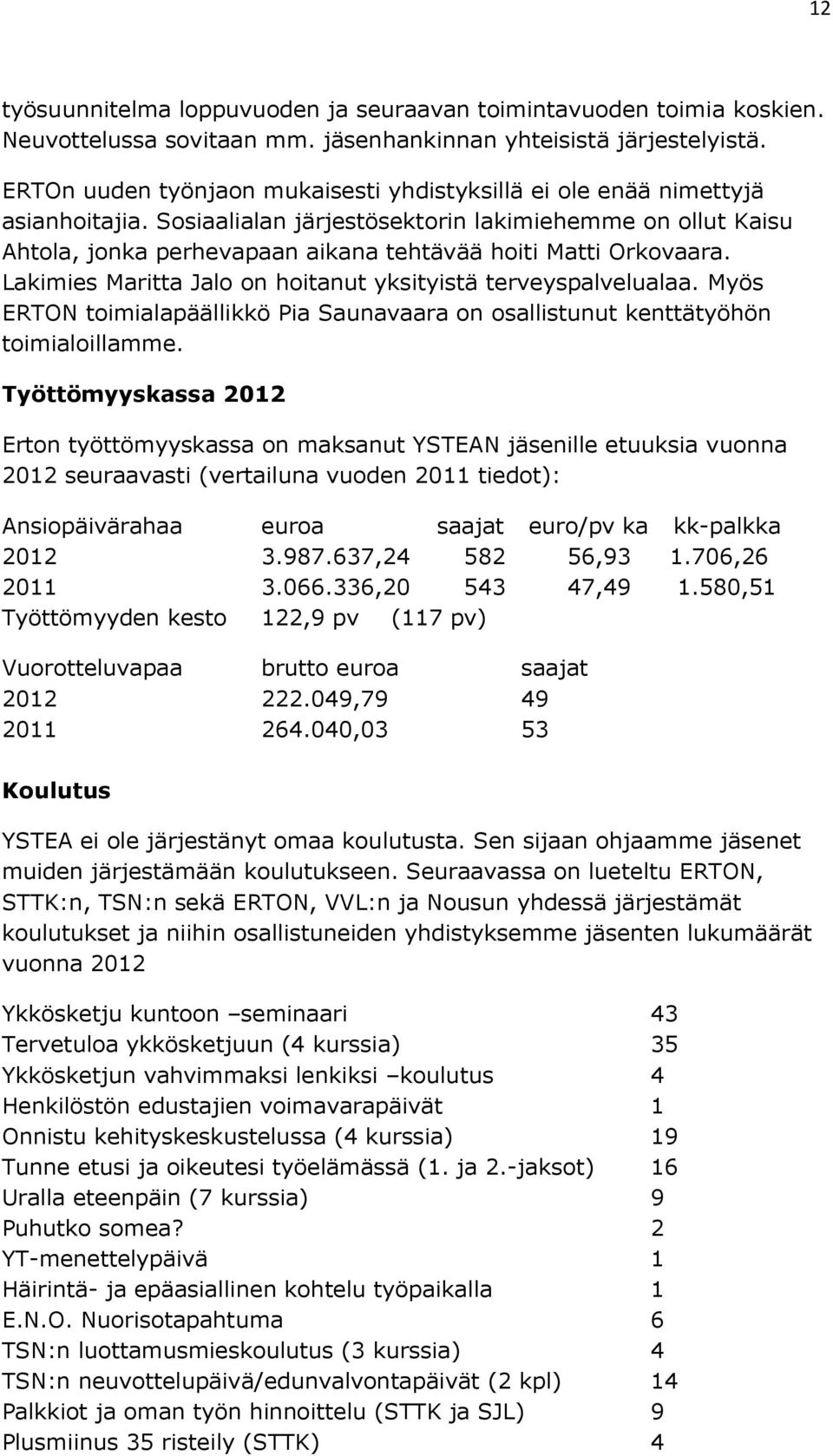 Sosiaalialan järjestösektorin lakimiehemme on ollut Kaisu Ahtola, jonka perhevapaan aikana tehtävää hoiti Matti Orkovaara. Lakimies Maritta Jalo on hoitanut yksityistä terveyspalvelualaa.