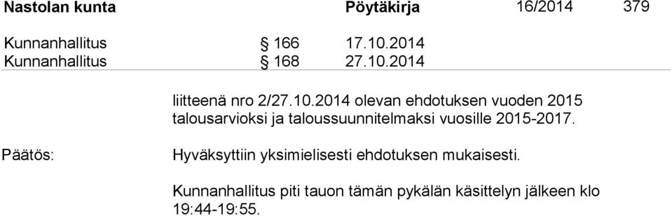 2014 liitteenä nro 2/27.10.